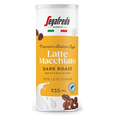 Maitokahvijuoma Segafredo latte macchiato 0,235 L - Rainforest Alliance, vähälaktoosinen