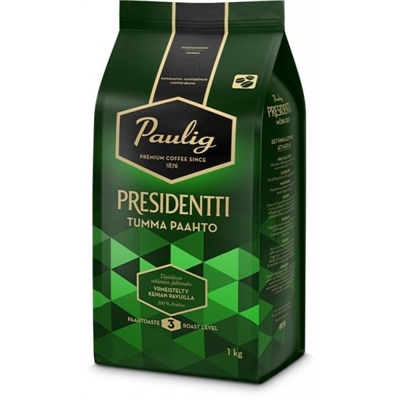 Kahvi Presidentti Tumma Paahto papu 1 kg - tumma ja täyteläinen, suklaisen pehmeä jälkimaku