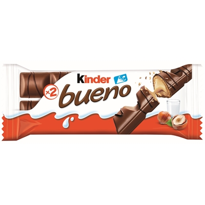 Suklaapatukka Kinder Bueno 43g /30 kpl ltk - hasselpähkinäkreemiä, suklaata, rapeaa vohvelia