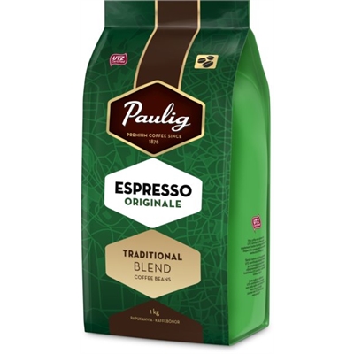 Kahvi Paulig Espresso Originale papu 1 kg - paksu täyteläinen vaahtokerros ja maussa ripaus Robustaa