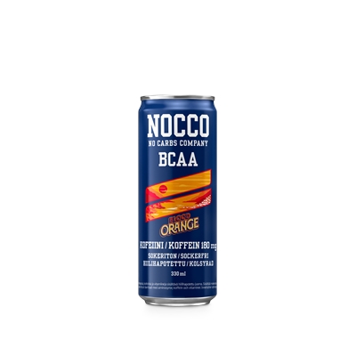 Energiajuoma Nocco BCAA Blood Orange 0,33 /24-pack - kofeiinia, aminohappoja, vitamiineja