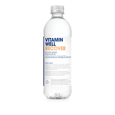 Vitamiinivesi Vitamin Well Recover 500ml /12-pack (pantti ei sis) - selja-persikk, magnesium, B9,B12