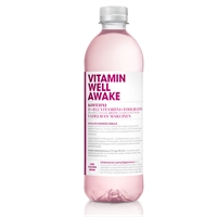 Vitamiinivesi Vitamin Well Awake 500 ml /12-pack (pantti ei sis) - vadelma, kofeiinia, D ja B12