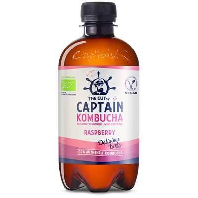 Kombucha Gutsy Captain Raspberry 400ml /12-pack (pantti ei sis) - fermentoitu hyvinvointijuoma