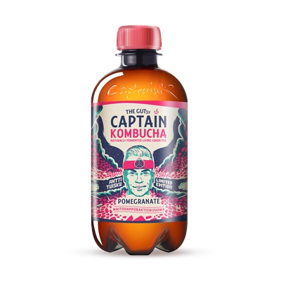 Kombucha Gutsy Captain Pomegranate 400ml /12-pack (pantti ei sis) - fermentoitu hyvinvointijuoma