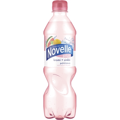 Kivennäisvesi Novelle Plus kromi+sinkki 0,5 L /24 kpl (ei sis panttia) - vesimeloni ja yuzu