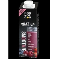 God Morgon Wake Up smoothie vihreä kahvipapu-kaura-vadelma-ruusunmarja-mustikka 250 ml