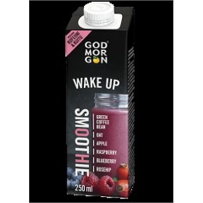 God Morgon Wake Up smoothie vihreä kahvipapu-kaura-vadelma-ruusunmarja-mustikka 250 ml