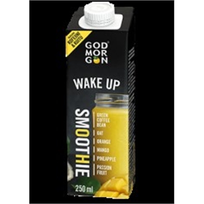 God Morgon Wake Up smoothie vihreä kahvipapu-kaura-appelsiini-mango-ananas-passion 250 ml