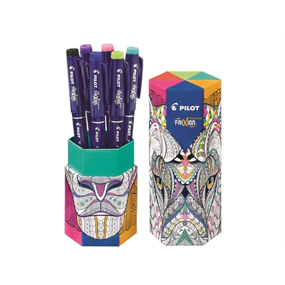 Huopakynäsetti Pilot Frixion Fineliner - 6 eriväristä tussia näyttävässä kotelossa