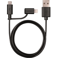 Datakaapeli Duracell 2in1 microUSB/Apple lightning - USB 1m