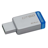Muistitikku Kingston DT50 64GB USB 3.0 metalli/sininen