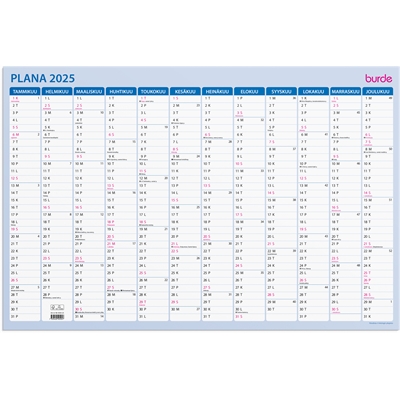 Vuosikalenteri 2025 Seinälehti Plana - Burde kalenteri