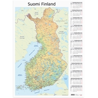 Vuosikalenteri 2025 Seinälehti Suomen kartta - Burde kalenteri