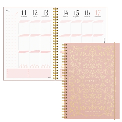 Vuosikalenteri 2025 Life Planner Pink - Burde kalenteri