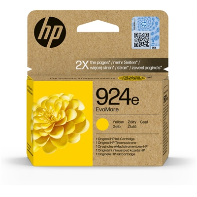 Värikasetti Inkjet HP 924e EvoMore keltainen 0,8K - 2x enemmän väriä, skannaa koodi ja istutat puun