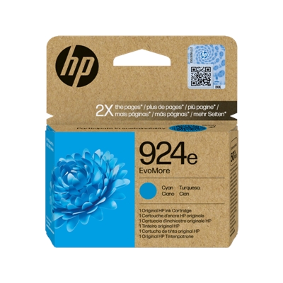 Värikasetti Inkjet HP 924e EvoMore sininen 0,8K - 2x enemmän väriä, skannaa koodi ja istutat puun
