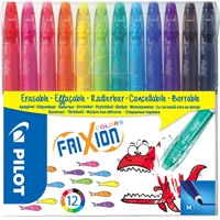 Huopakynä Pilot Frixion Colors 12 kpl pkt - kynän kärjessä olevalla kumilla jäljen voi pyyhkiä pois