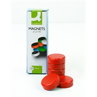 Magneetti Q-CONNECT® 25mm punainen /10 kpl pkt - perusmagneetti teräs- ja emalipinnoille