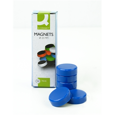 Magneetti Q-Connect 25mm sininen /10 kpl pkt - perusmagneetti teräs- ja emalipinnoille