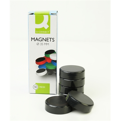 Magneetti Q-Connect 35mm musta /10 kpl pkt - perusmagneetti teräs- ja emalipinnoille