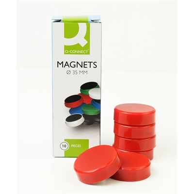 Magneetti Q-Connect 35mm punainen /10 kpl pkt - perusmagneetti teräs- ja emalipinnoille