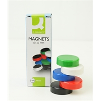 Magneetti Q-CONNECT® 35mm värilajitelma /10 kpl pkt - perusmagneetti teräs- ja emalipinnoille