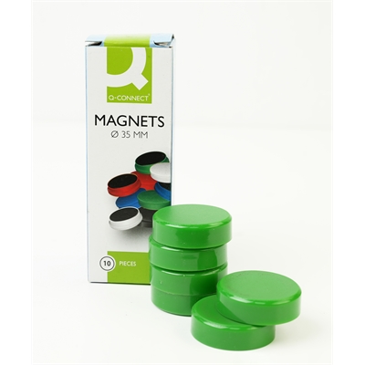 Magneetti Q-Connect 35 mm vihreä /10 kpl pkt - perusmagneetti teräs- ja emalipinnoille