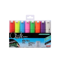 Lasitaulukynä / liitutaulukynä Uni Chalk Marker PWE-8K viisto 8 väriä - kestää sadetta