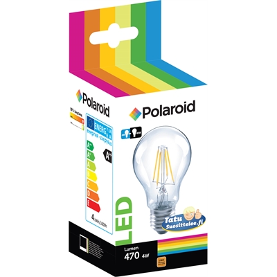 Lamppu Polaroid LED filament GLS 4W E27 - vastaa 40W, Lumen 470, lämmin valkoinen 2700
