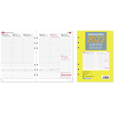 Viikkomuistio-vuosipaketti 6-reikäinen 2022 pöytäkalenteri - CC Kalenterit