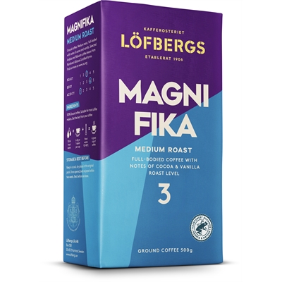 Kahvi Löfbergs Magnifika suodatinjauhatus 500g - keskitumma, kaakaon ja vaniljan vivahteita