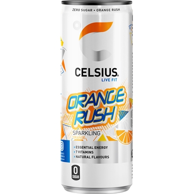 Energiajuoma Celsius Orange Rush 335 ml (ei sis.pantt) - sokeriton, vegaaninen