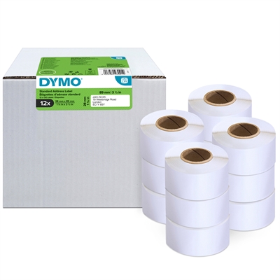 Osoitetarra pieni Dymo LabelWriter 28x89mm 12 rullaa - laatikollinen valkoisia tarrarullia